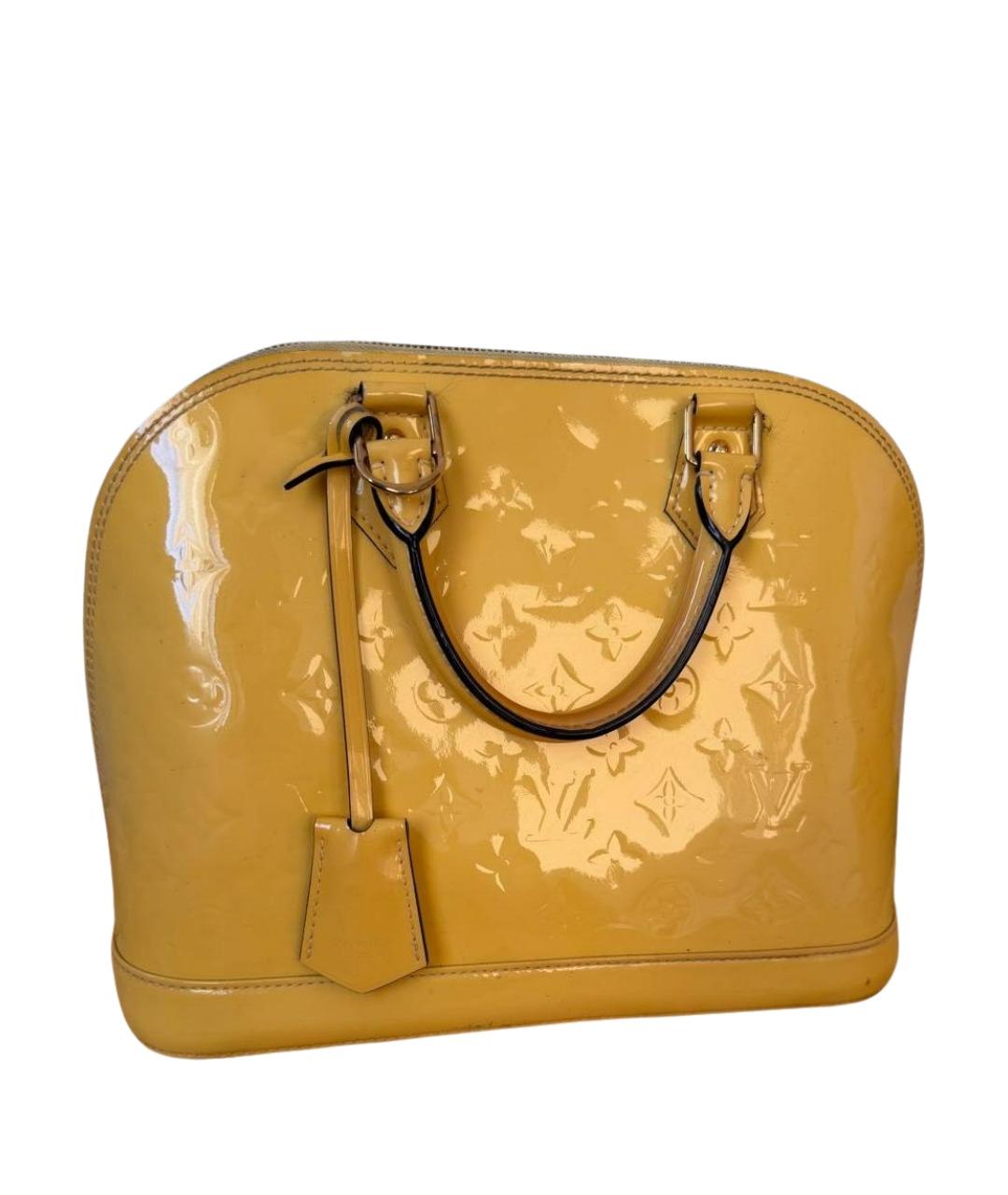 LOUIS VUITTON Желтая сумка с короткими ручками из лакированной кожи, фото 1