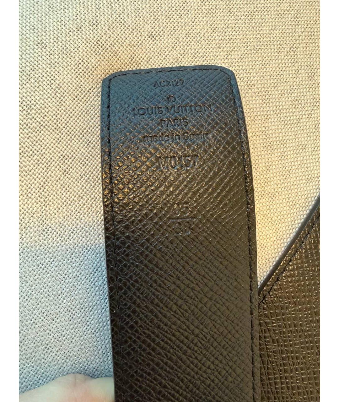 LOUIS VUITTON Черный кожаный ремень, фото 3