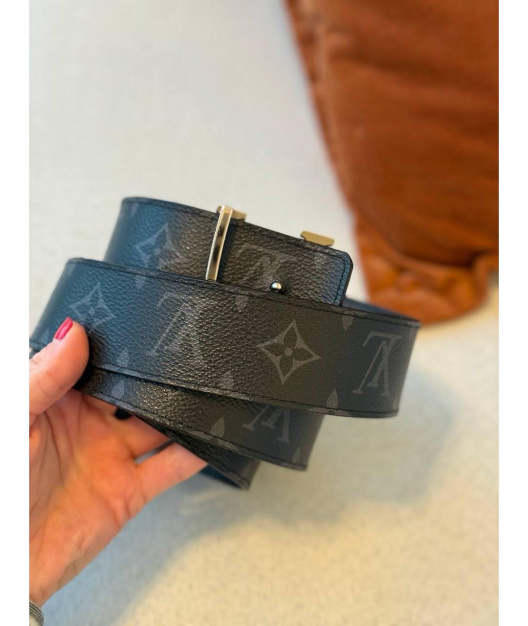 LOUIS VUITTON Черный кожаный ремень, фото 4