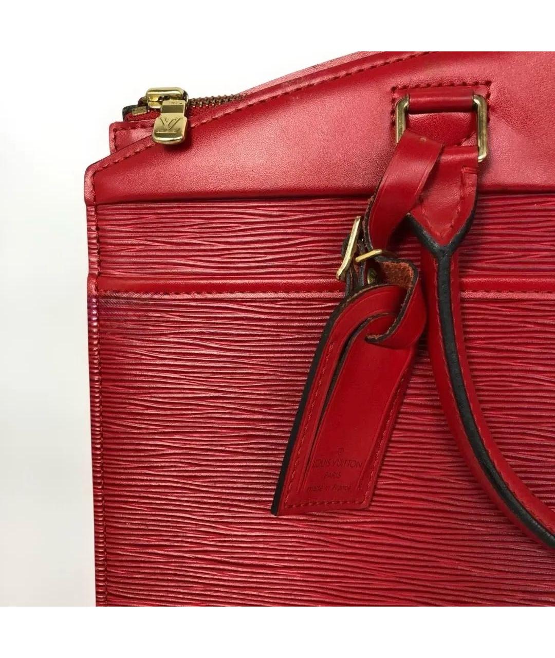 LOUIS VUITTON Красная кожаная сумка с короткими ручками, фото 6