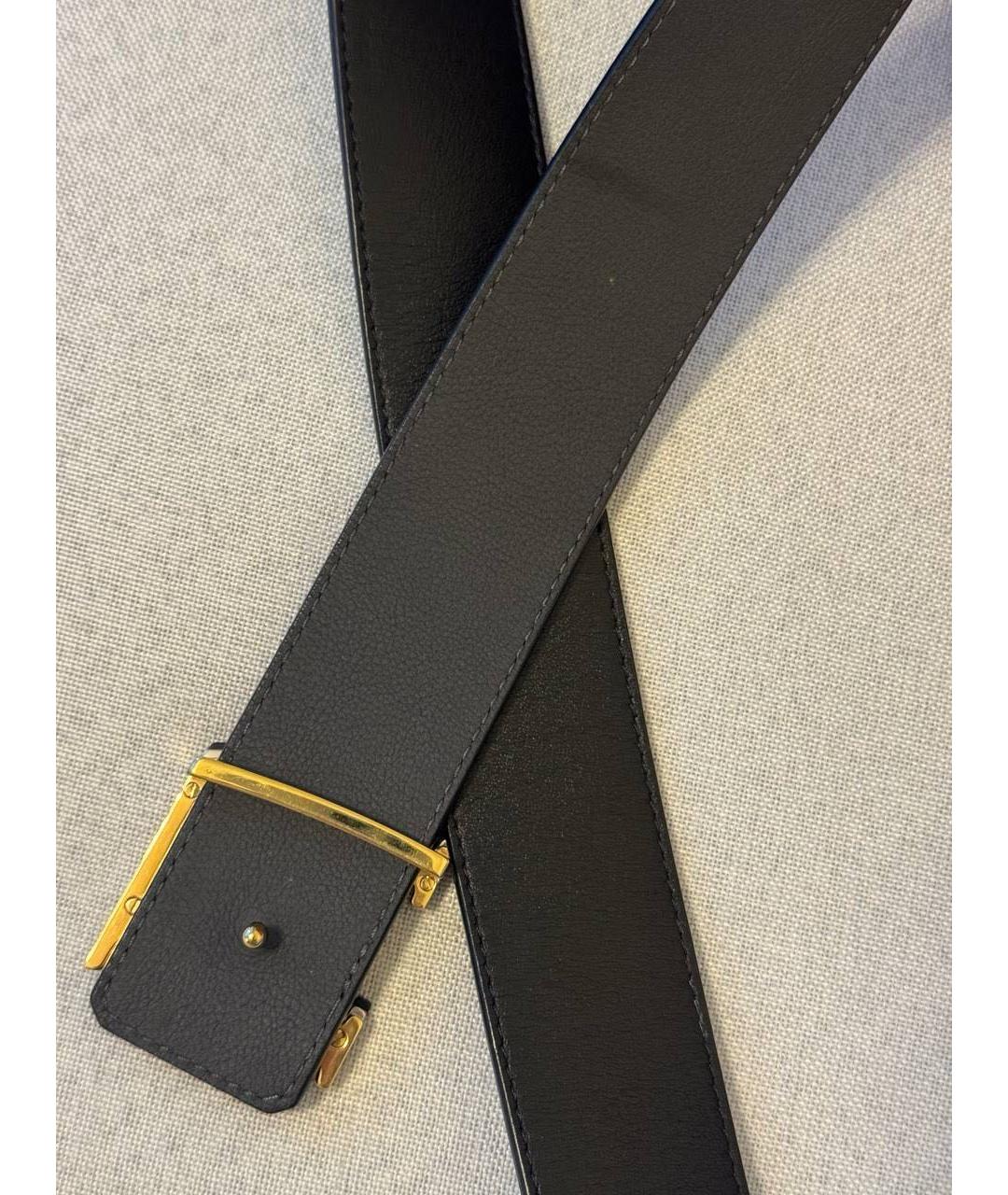LOUIS VUITTON Черный кожаный ремень, фото 2