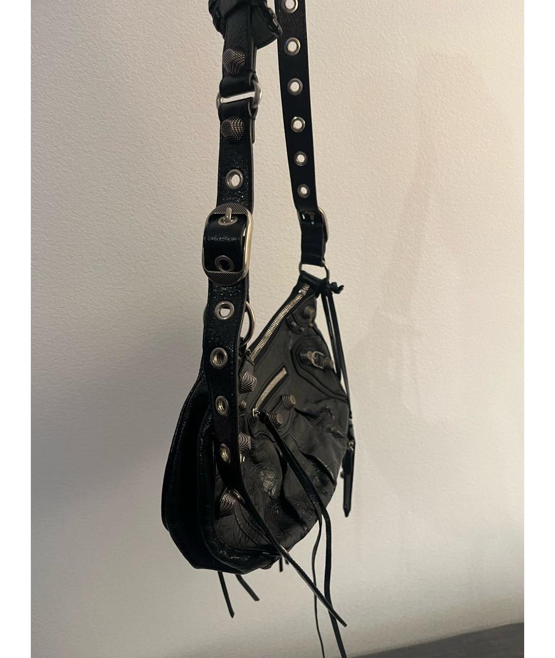 BALENCIAGA Черная кожаная сумка через плечо, фото 2