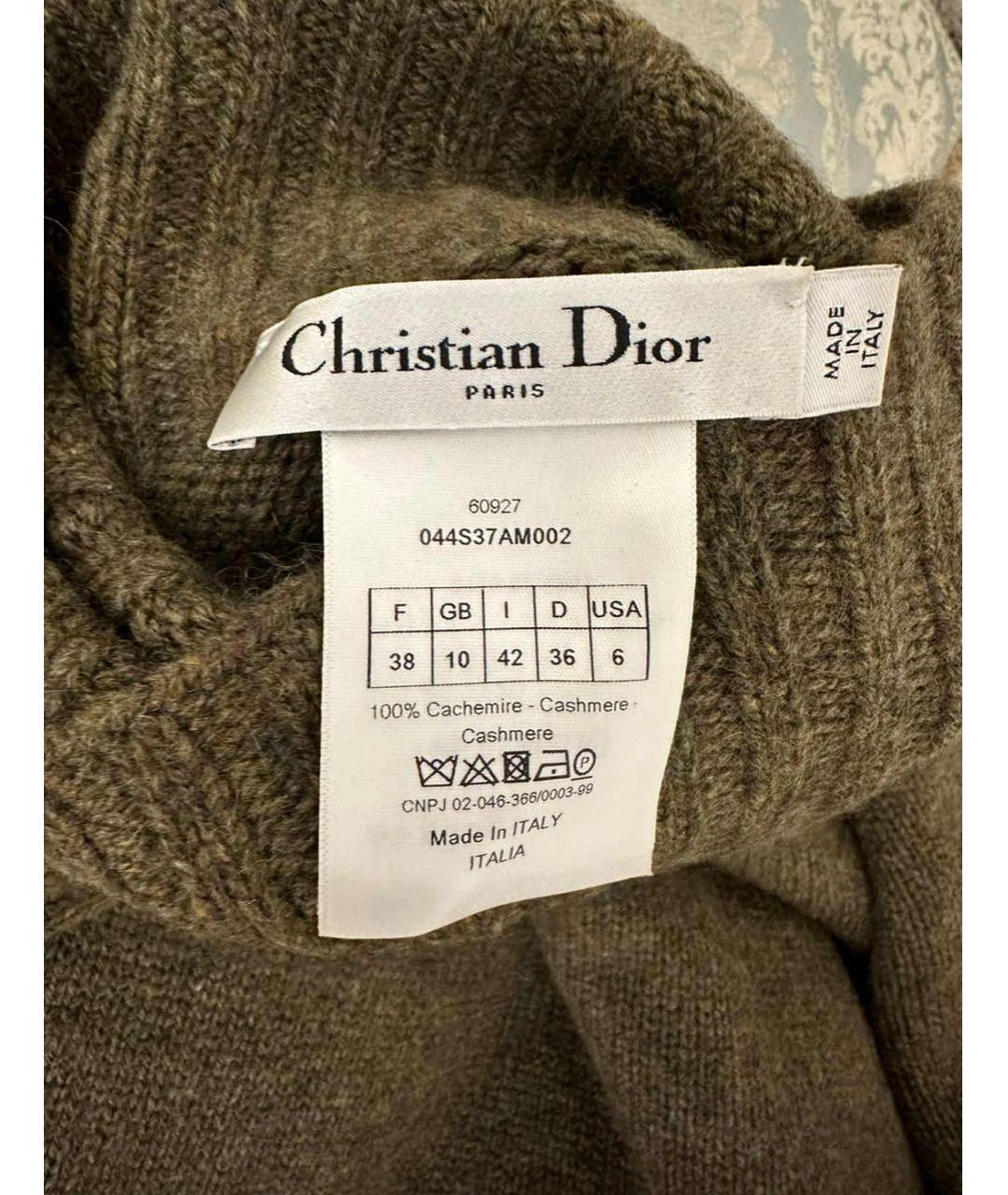 CHRISTIAN DIOR Хаки кашемировый джемпер / свитер, фото 3