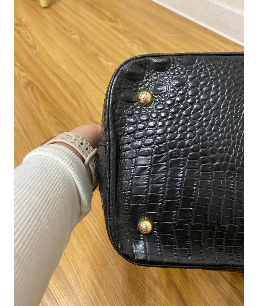 FENDI Черная кожаная сумка тоут, фото 8