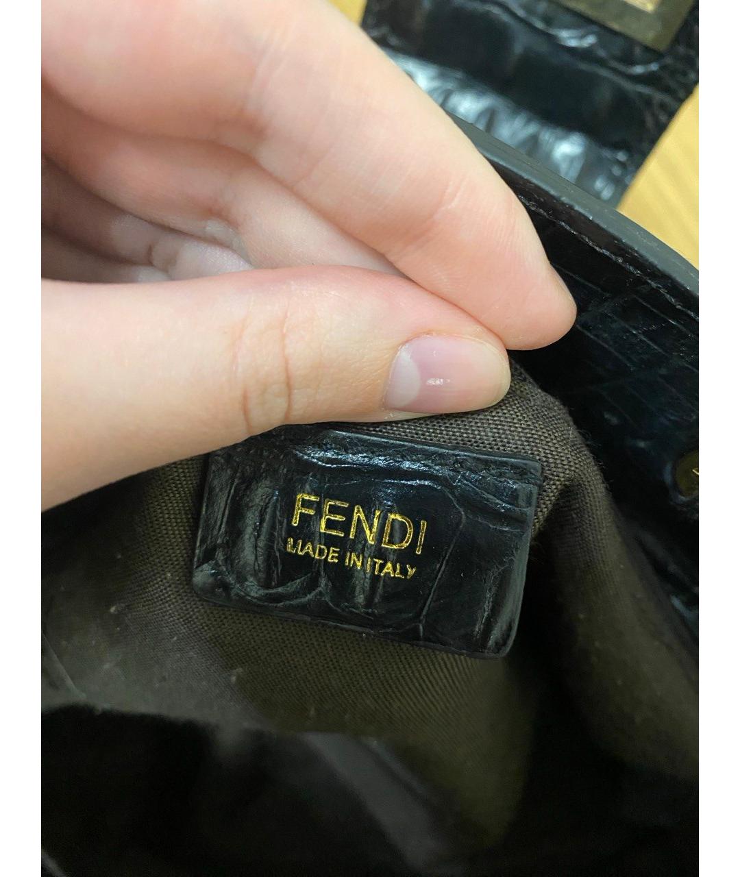 FENDI Черная кожаная сумка тоут, фото 9