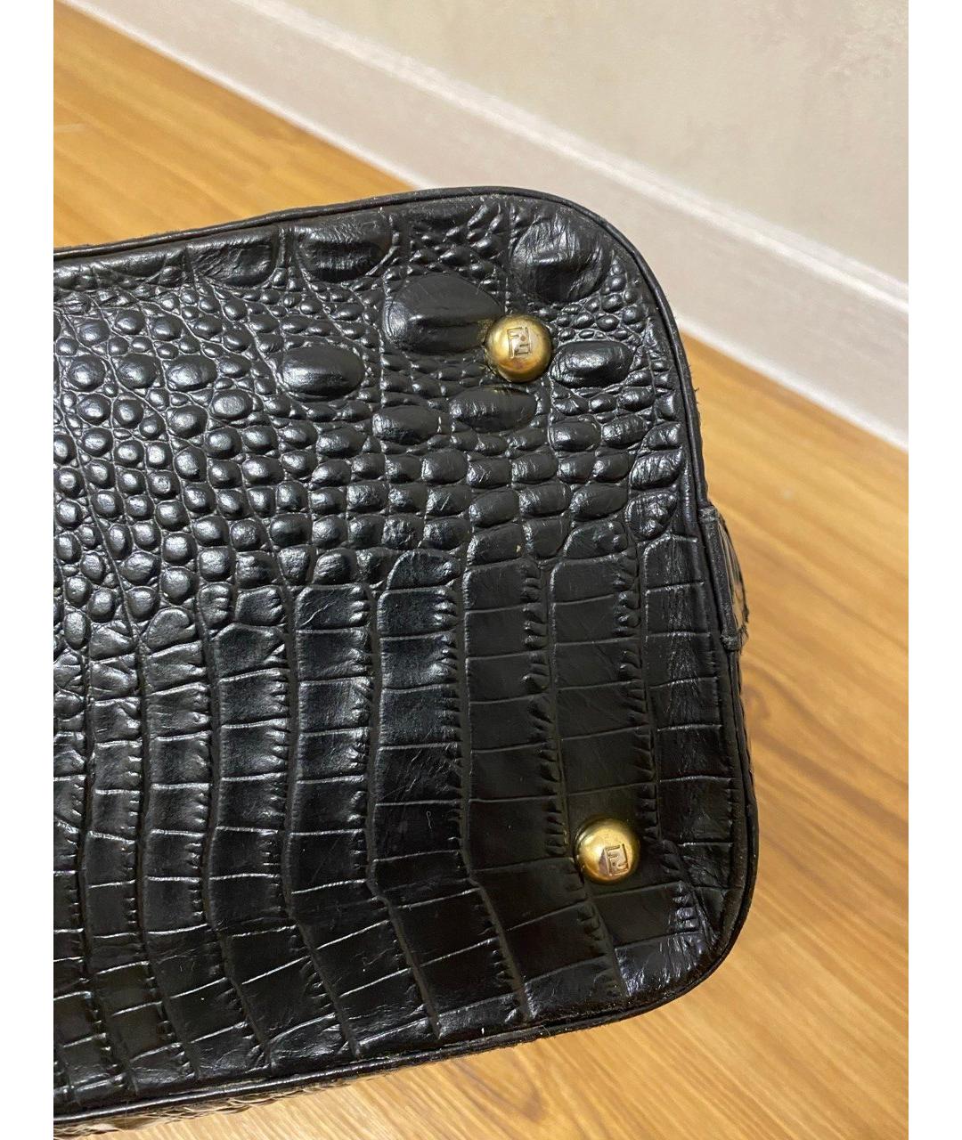FENDI Черная кожаная сумка тоут, фото 5