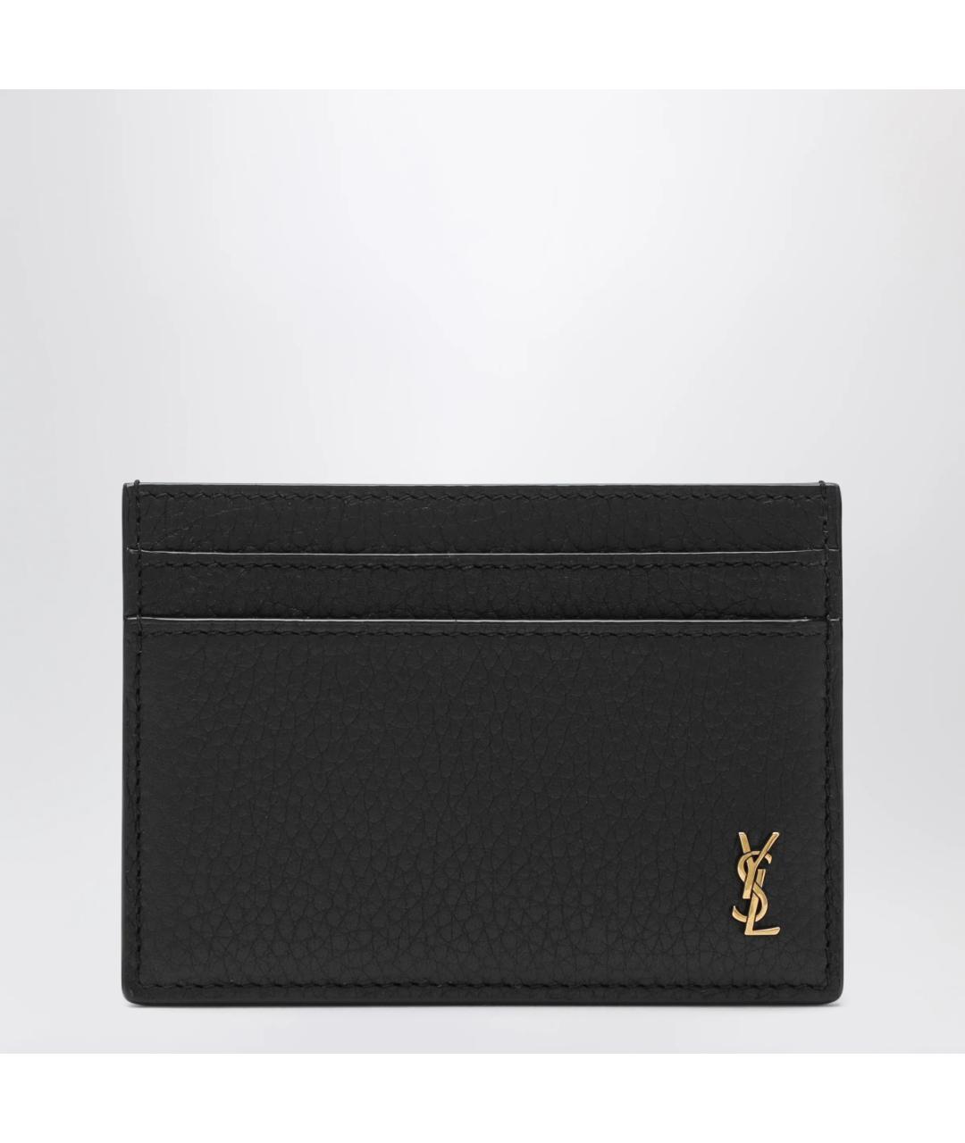 SAINT LAURENT Черный кожаный кардхолдер, фото 3