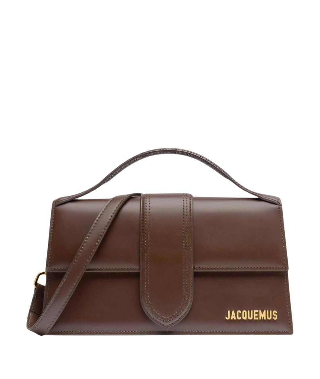 JACQUEMUS Коричневая кожаная сумка с короткими ручками, фото 1