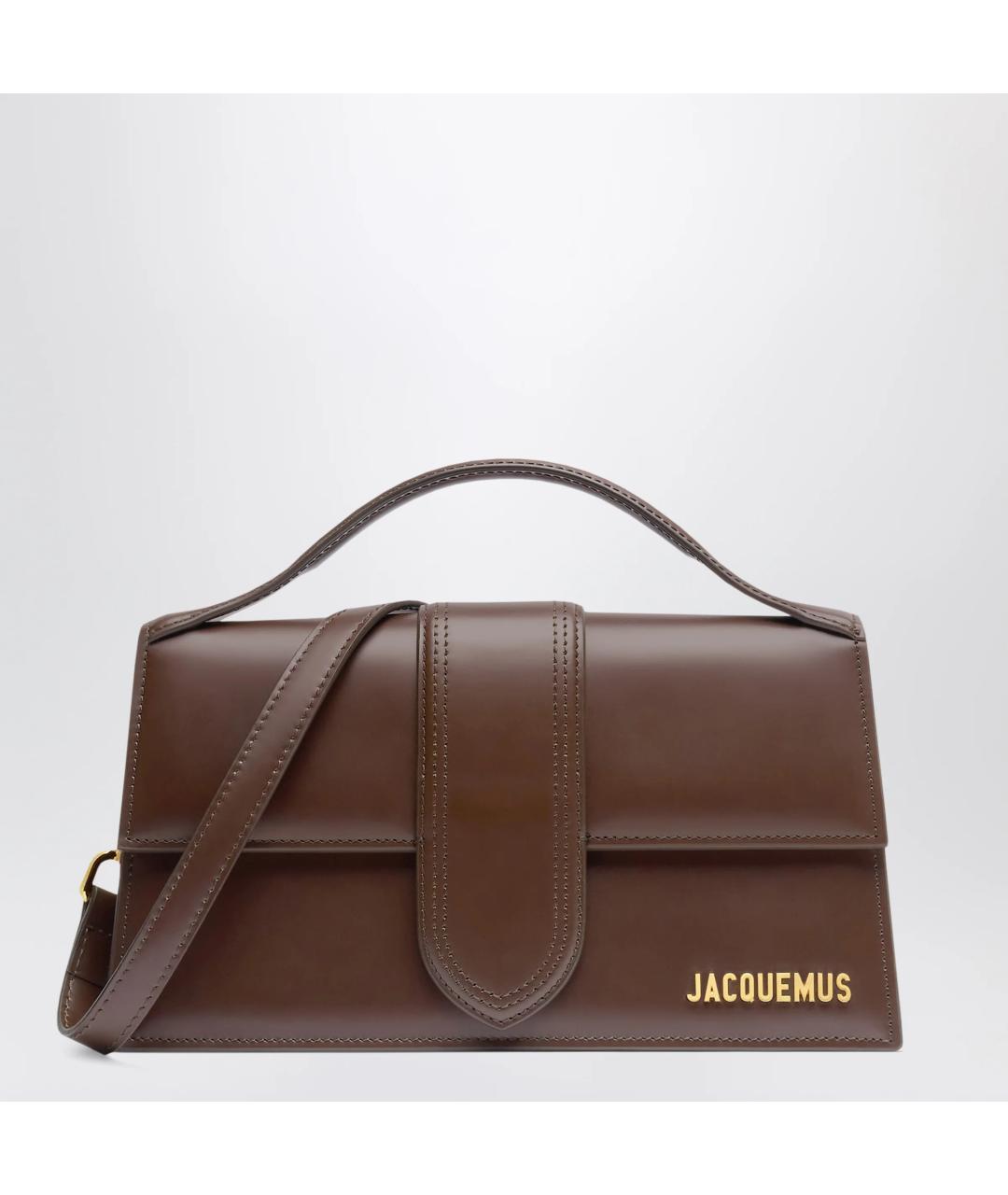 JACQUEMUS Коричневая кожаная сумка с короткими ручками, фото 3
