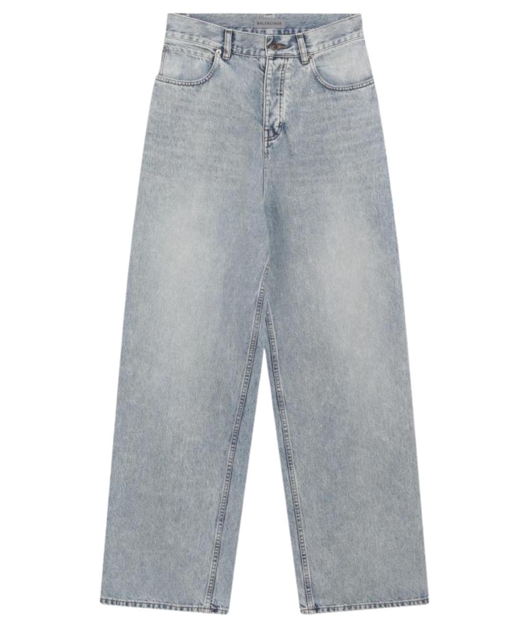 BALENCIAGA Голубые хлопковые прямые джинсы, фото 1