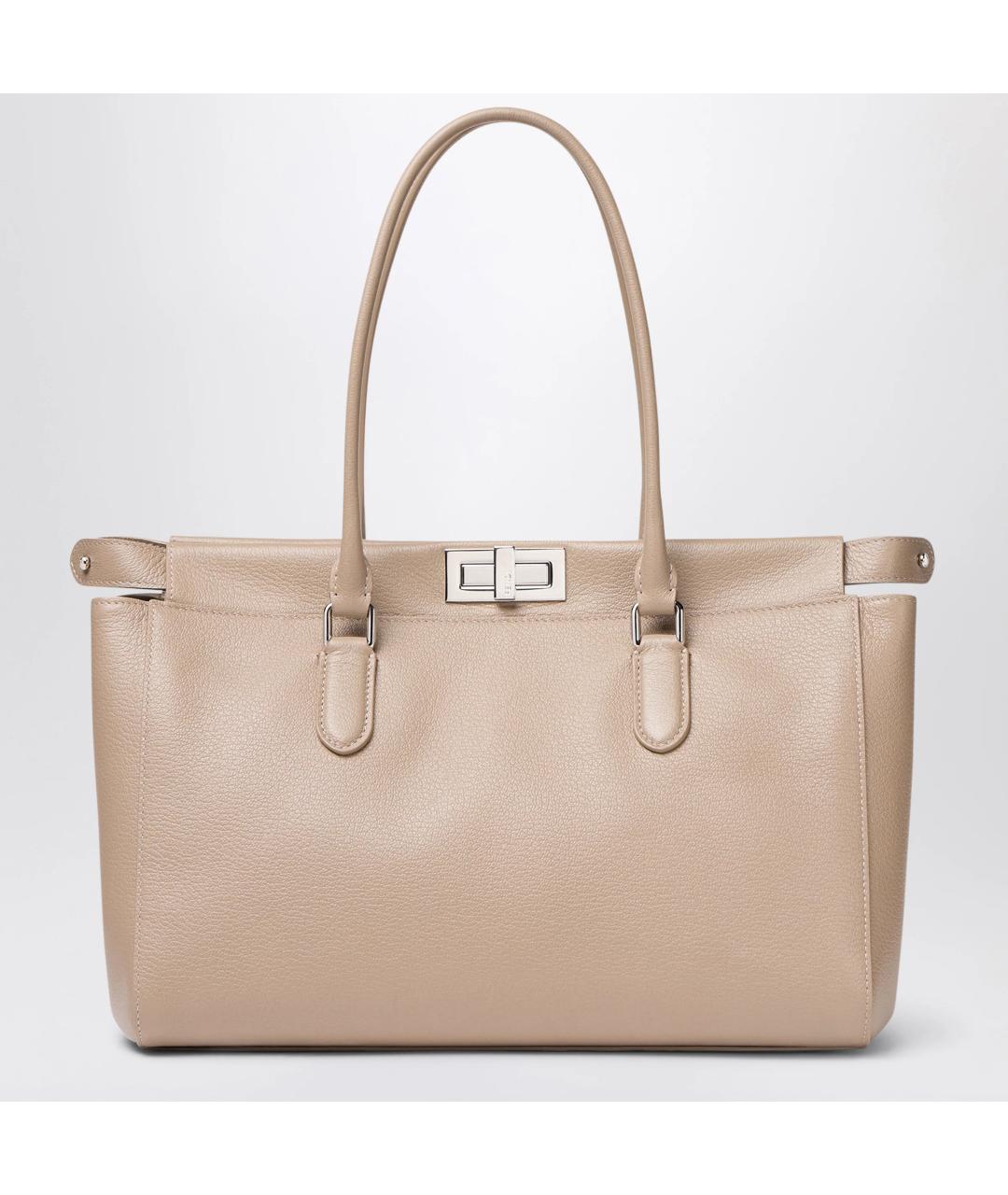 FENDI Бежевая кожаная сумка тоут, фото 3