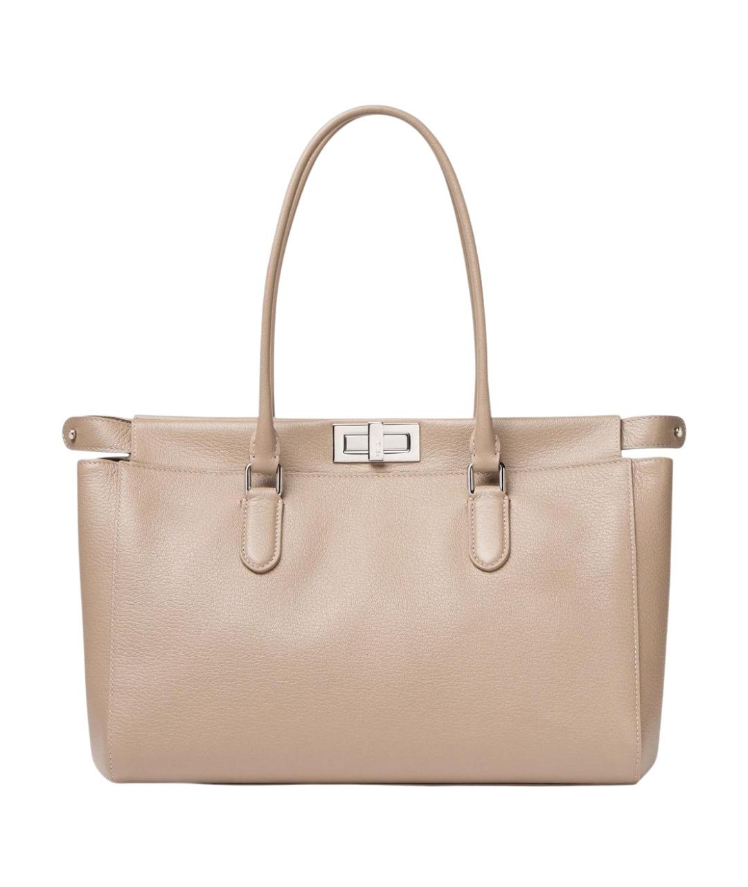 FENDI Бежевая кожаная сумка тоут, фото 1