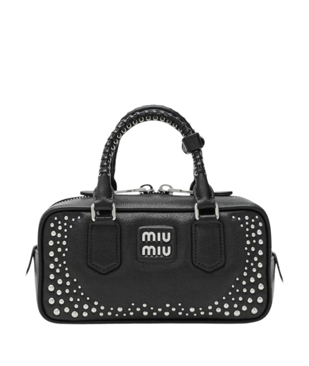 MIU MIU Черная кожаная сумка с короткими ручками, фото 1