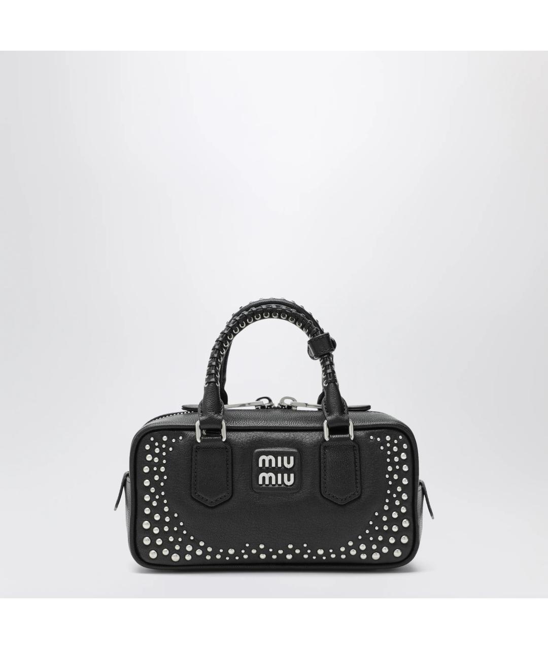 MIU MIU Черная кожаная сумка с короткими ручками, фото 3