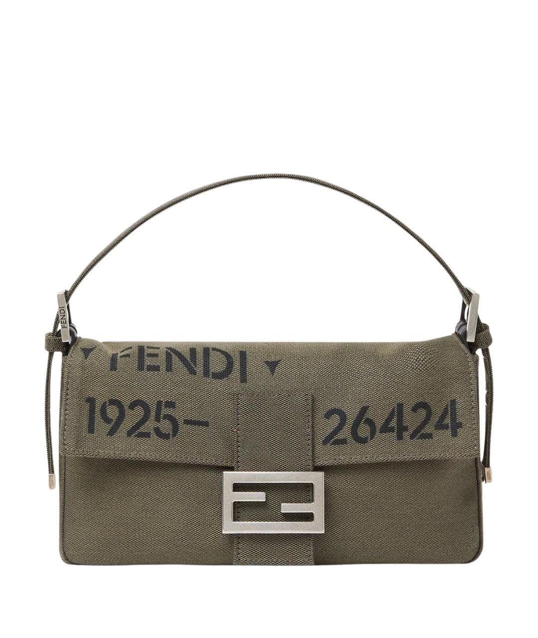FENDI Зеленая сумка через плечо из канвы, фото 1