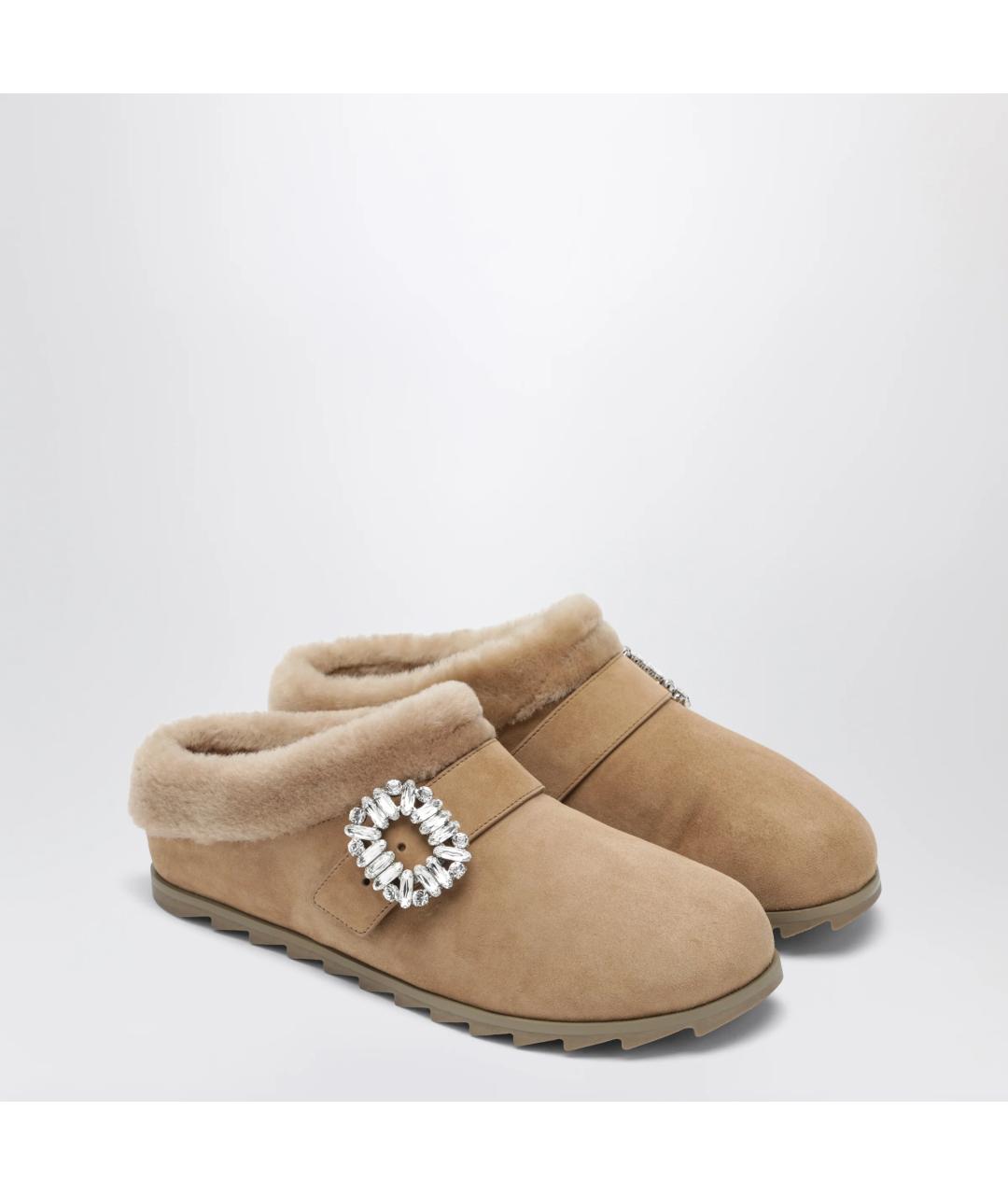 ROGER VIVIER Бежевые замшевые сабо, фото 2