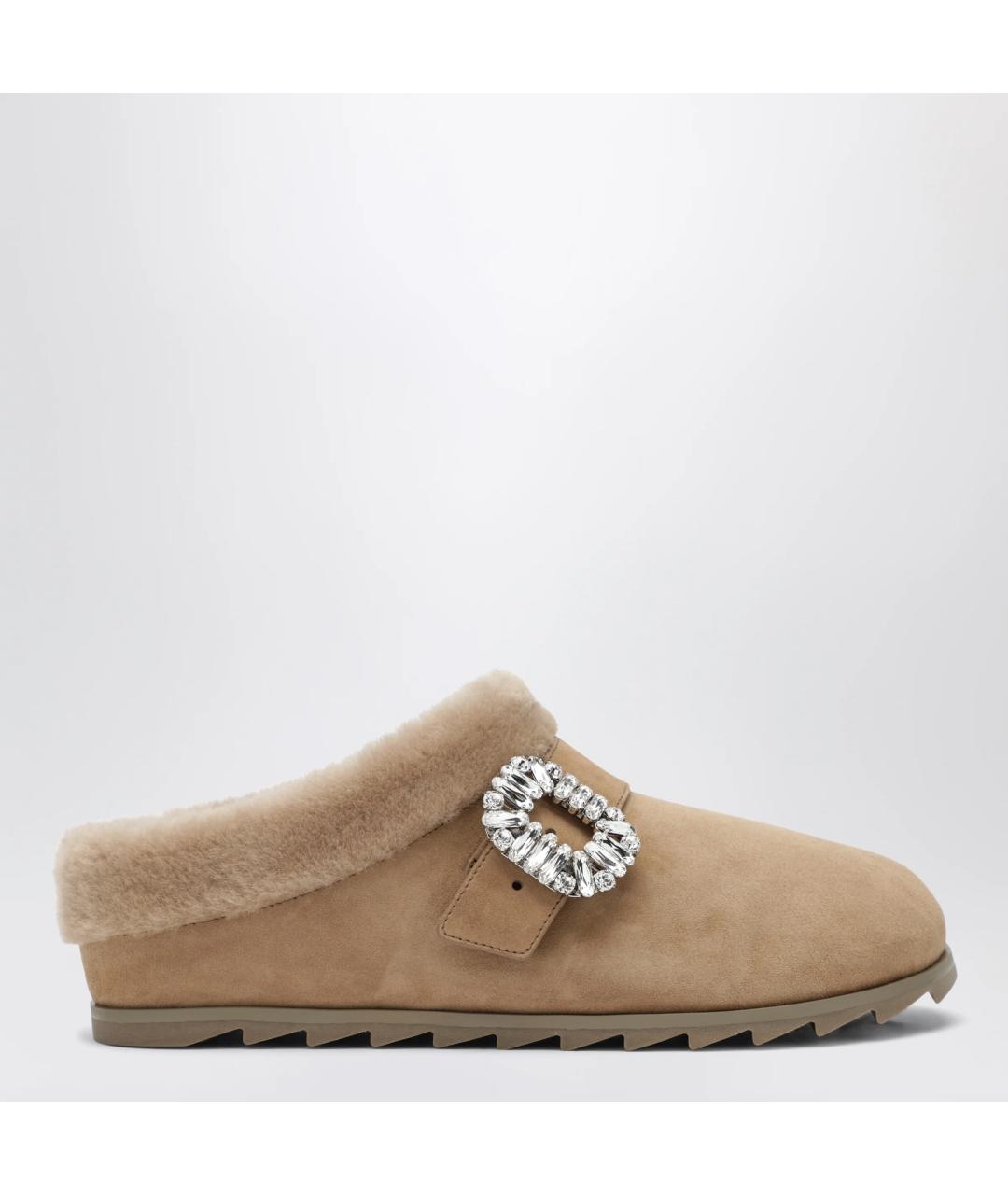 ROGER VIVIER Бежевые замшевые сабо, фото 3