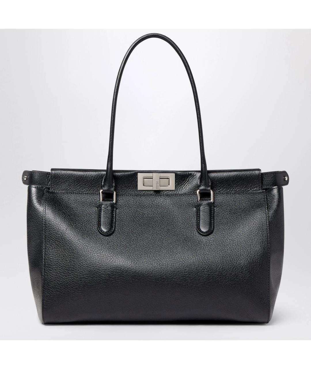 FENDI Черная кожаная сумка тоут, фото 3