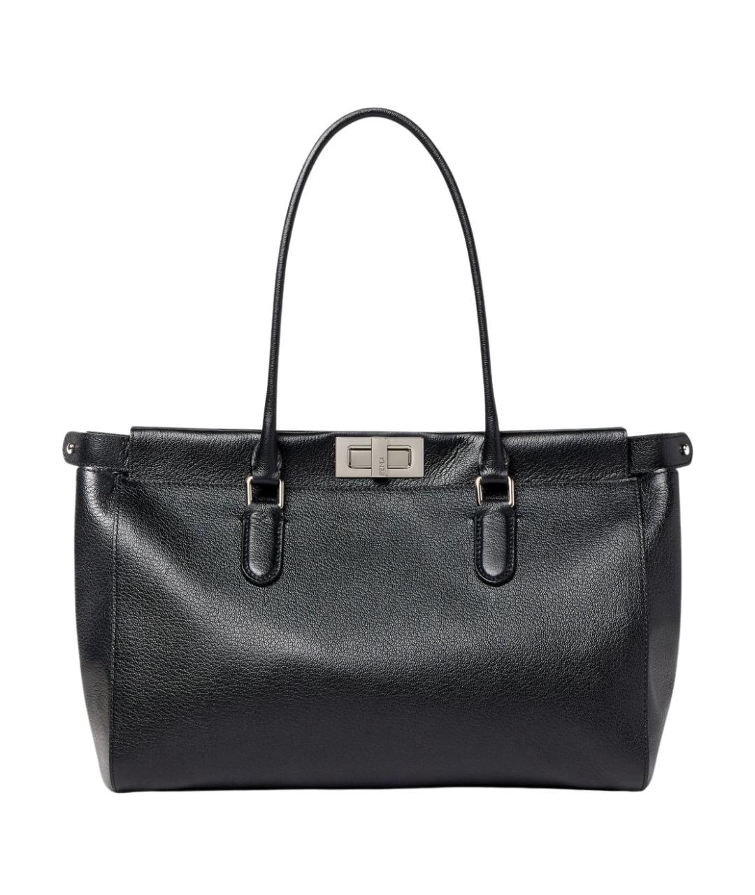 FENDI Черная кожаная сумка тоут, фото 1