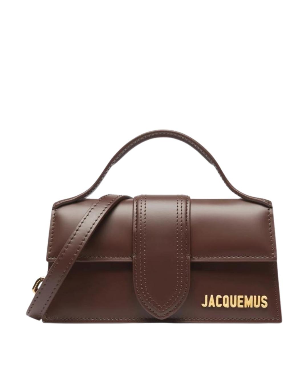 JACQUEMUS Коричневая кожаная сумка с короткими ручками, фото 1