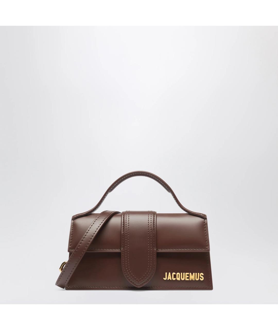 JACQUEMUS Коричневая кожаная сумка с короткими ручками, фото 3