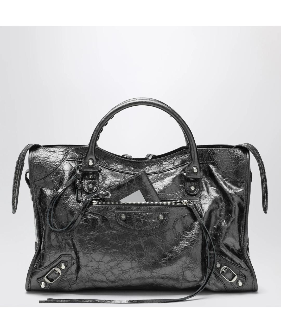 BALENCIAGA Серая кожаная сумка тоут, фото 3