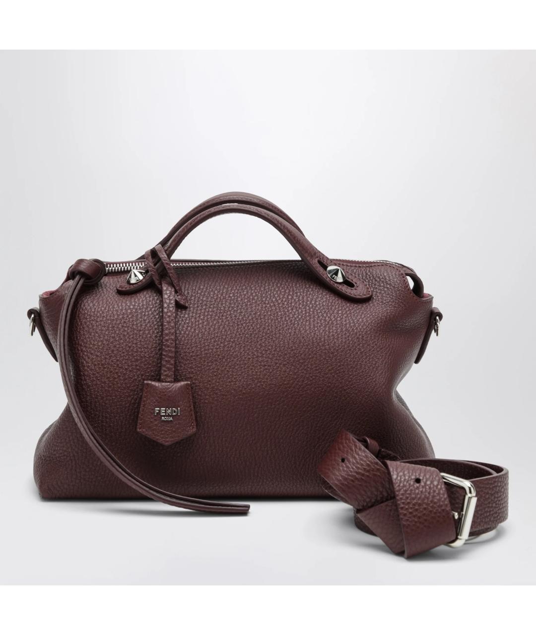 FENDI Бордовая кожаная сумка через плечо, фото 3