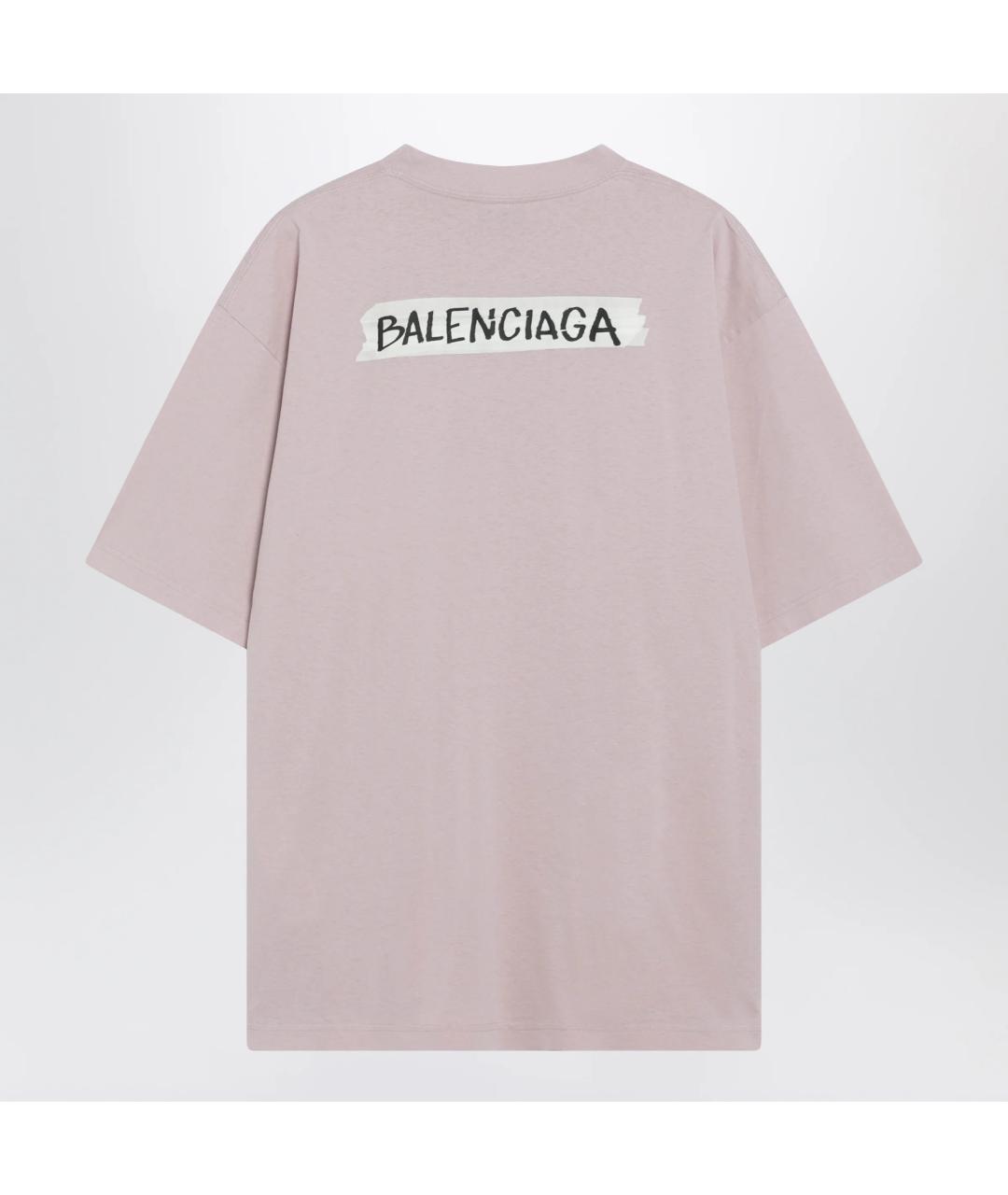 BALENCIAGA Розовая хлопковая футболка, фото 2