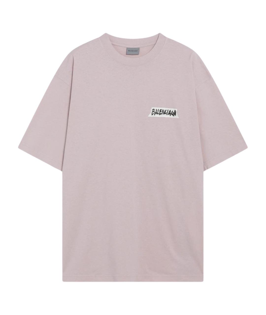 BALENCIAGA Розовая хлопковая футболка, фото 1