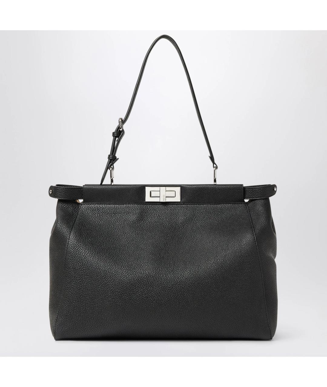 FENDI Черная кожаная сумка тоут, фото 2
