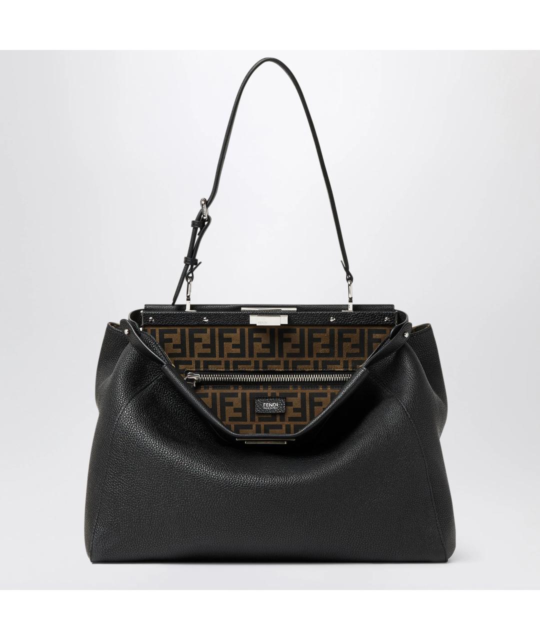 FENDI Черная кожаная сумка тоут, фото 3