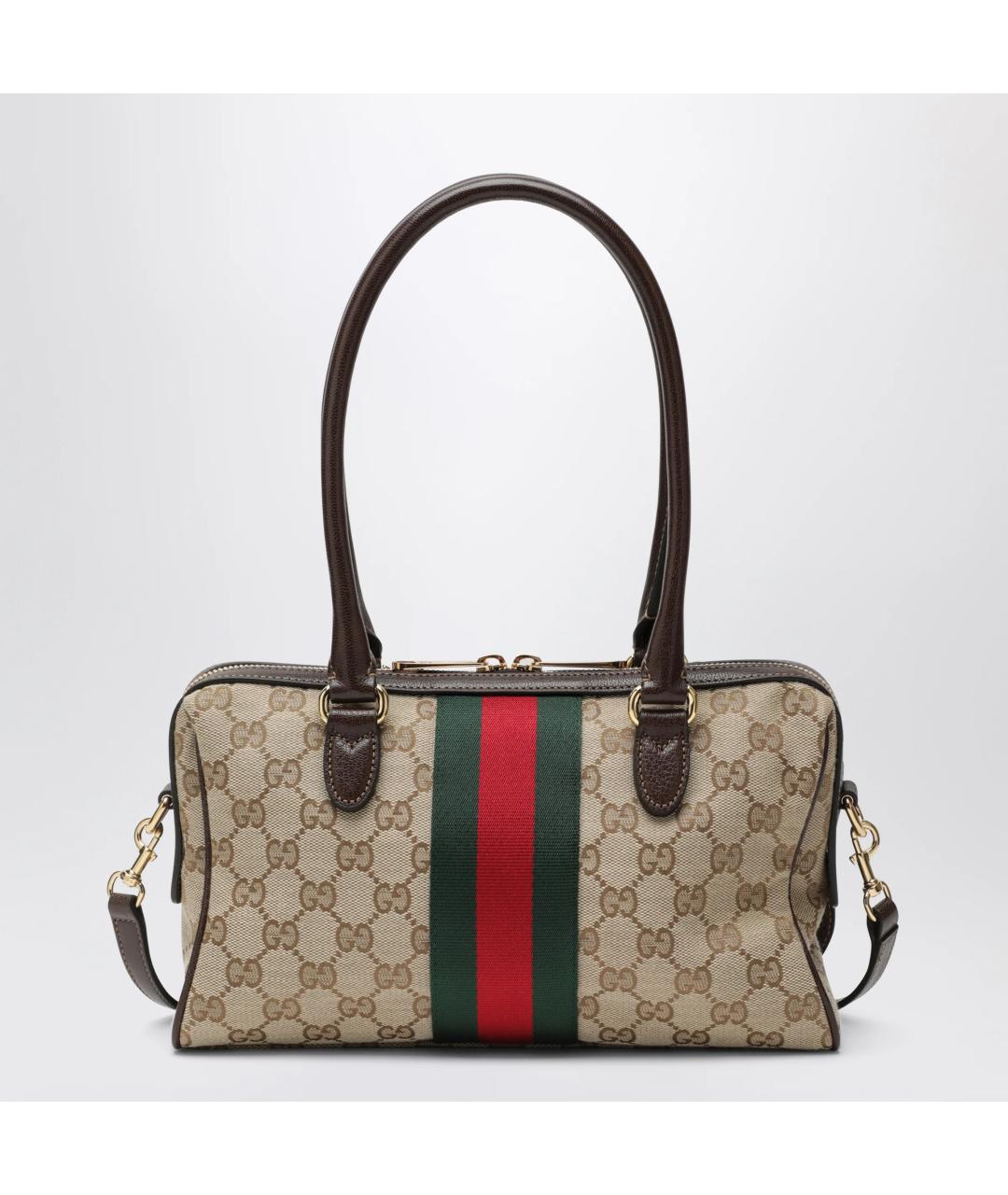 GUCCI Бежевая сумка через плечо из канвы, фото 2