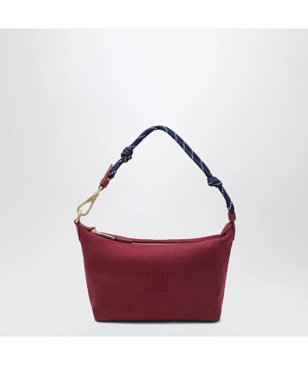 MIU MIU Бордовая тканевая сумка с короткими ручками, фото 3