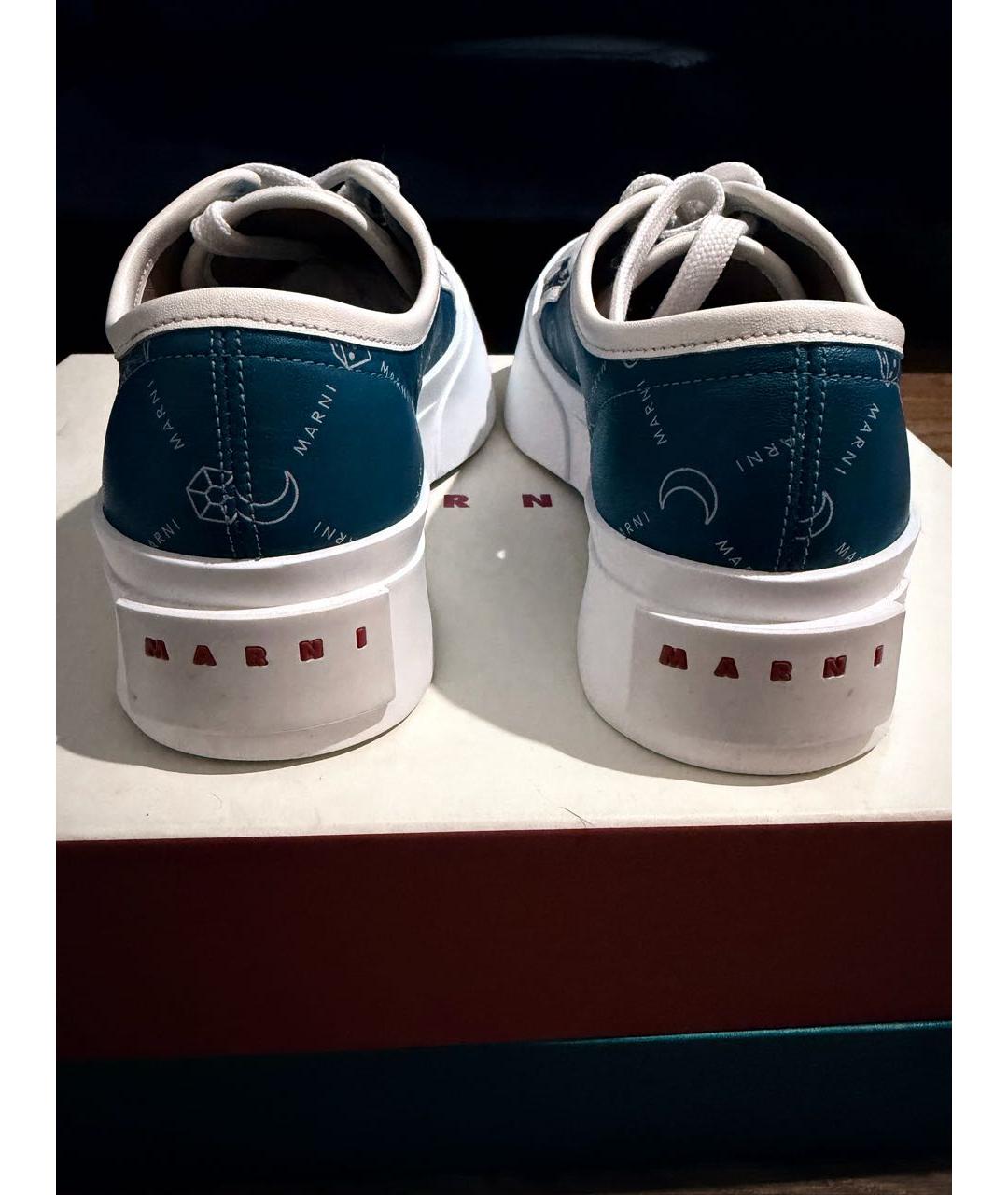 MARNI Синие кожаные кеды, фото 5