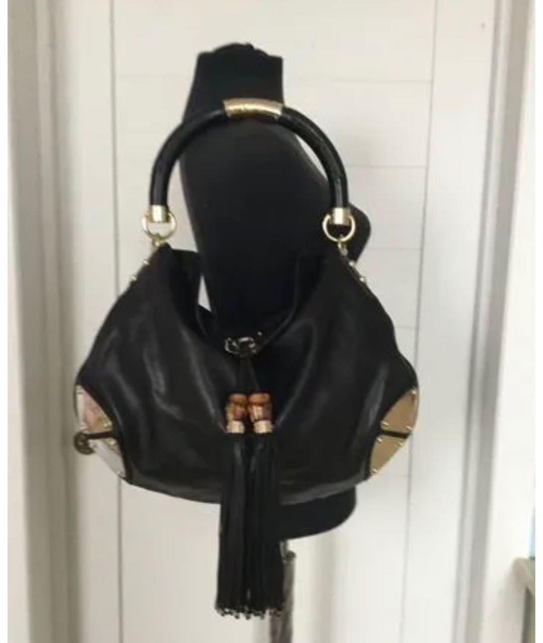 GUCCI Черная кожаная сумка тоут, фото 5