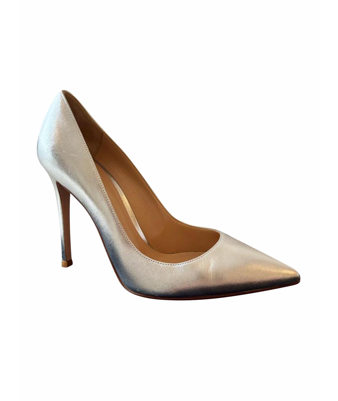 GIANVITO ROSSI Серебряные кожаные туфли, фото 1