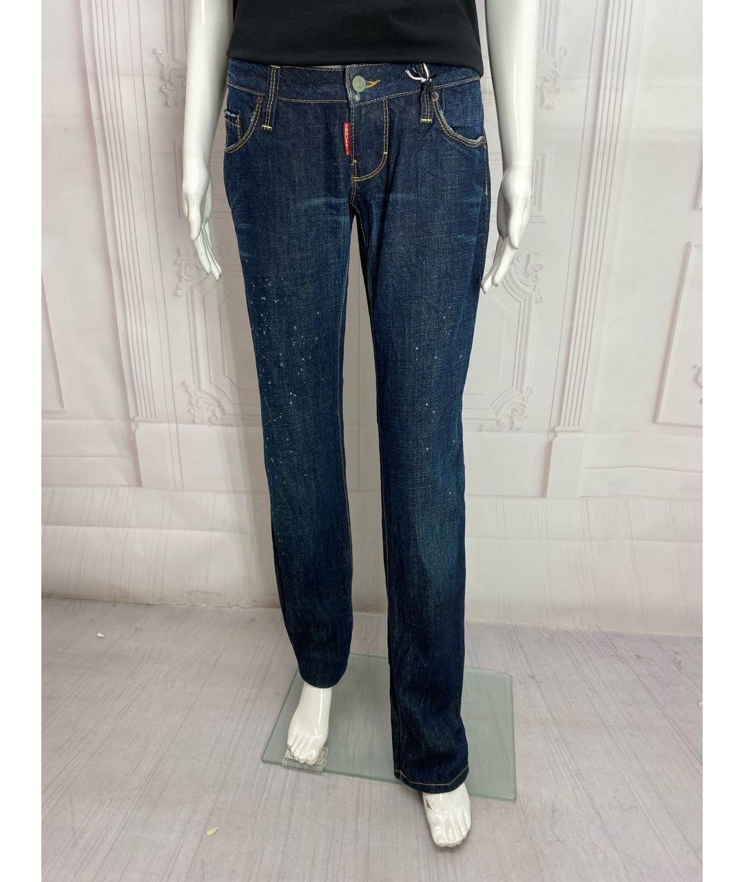 DSQUARED2 Темно-синие хлопковые прямые джинсы, фото 7