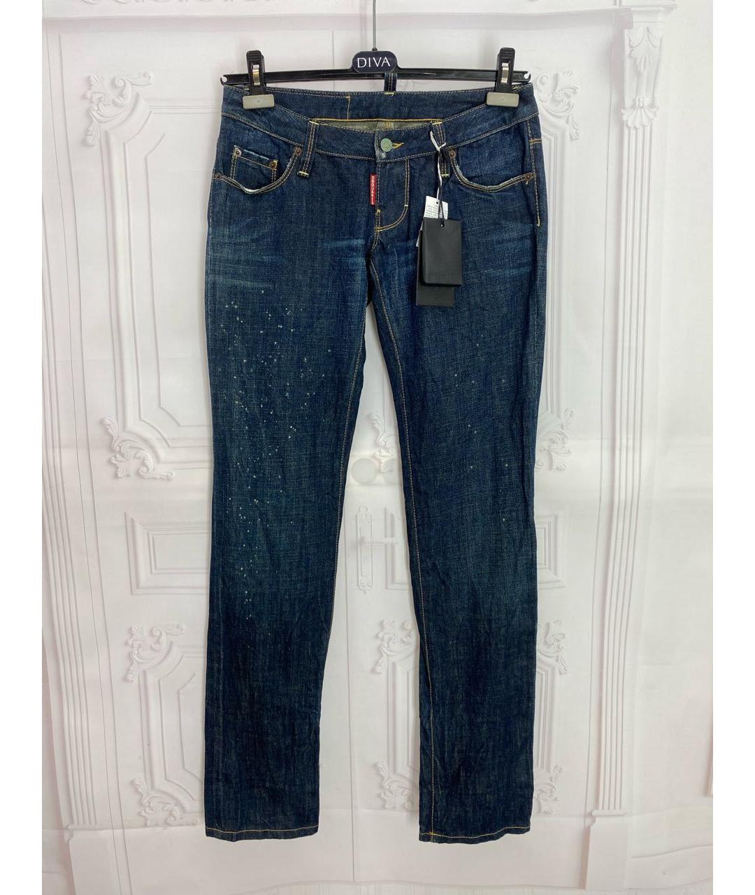 DSQUARED2 Темно-синие хлопковые прямые джинсы, фото 5