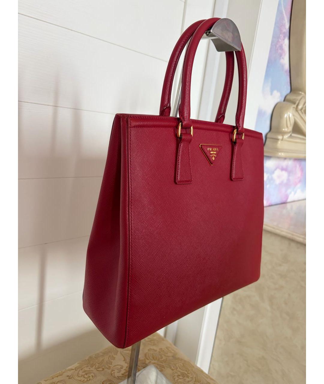 PRADA Красная кожаная сумка тоут, фото 2