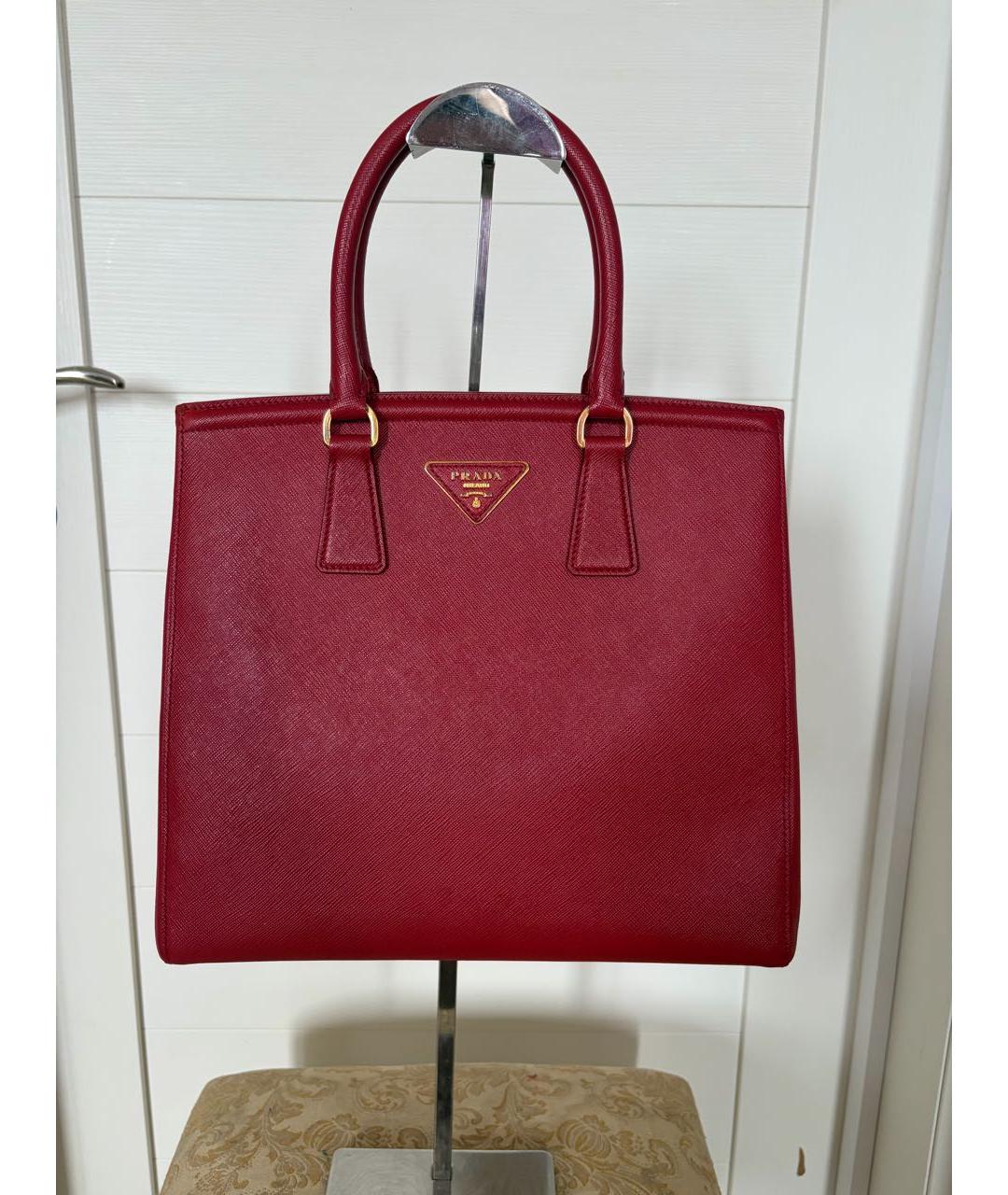 PRADA Красная кожаная сумка тоут, фото 8