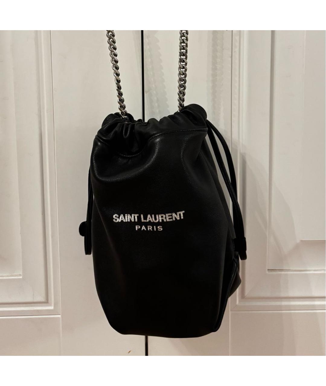 SAINT LAURENT Черная кожаная сумка через плечо, фото 2