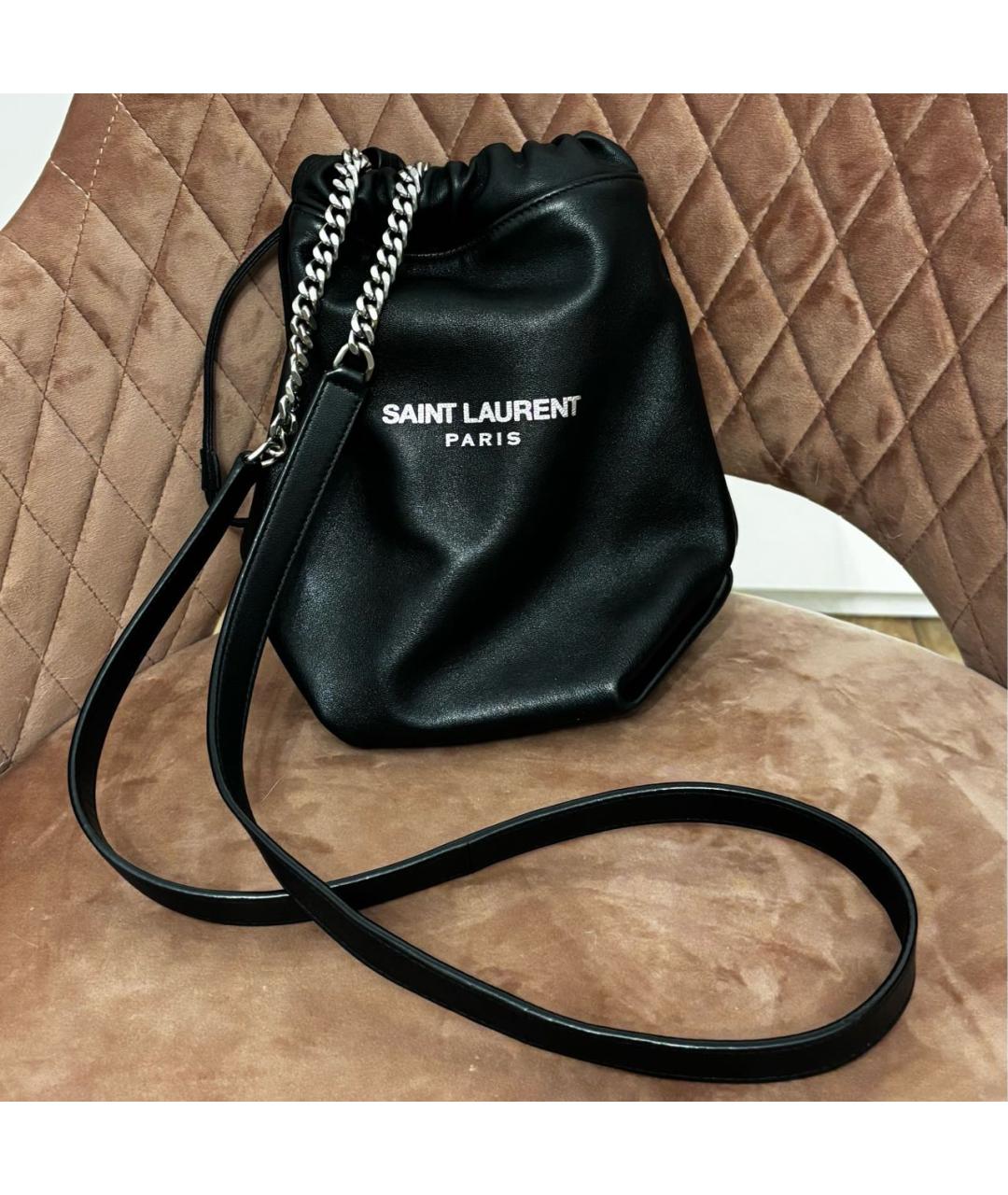 SAINT LAURENT Черная кожаная сумка через плечо, фото 6