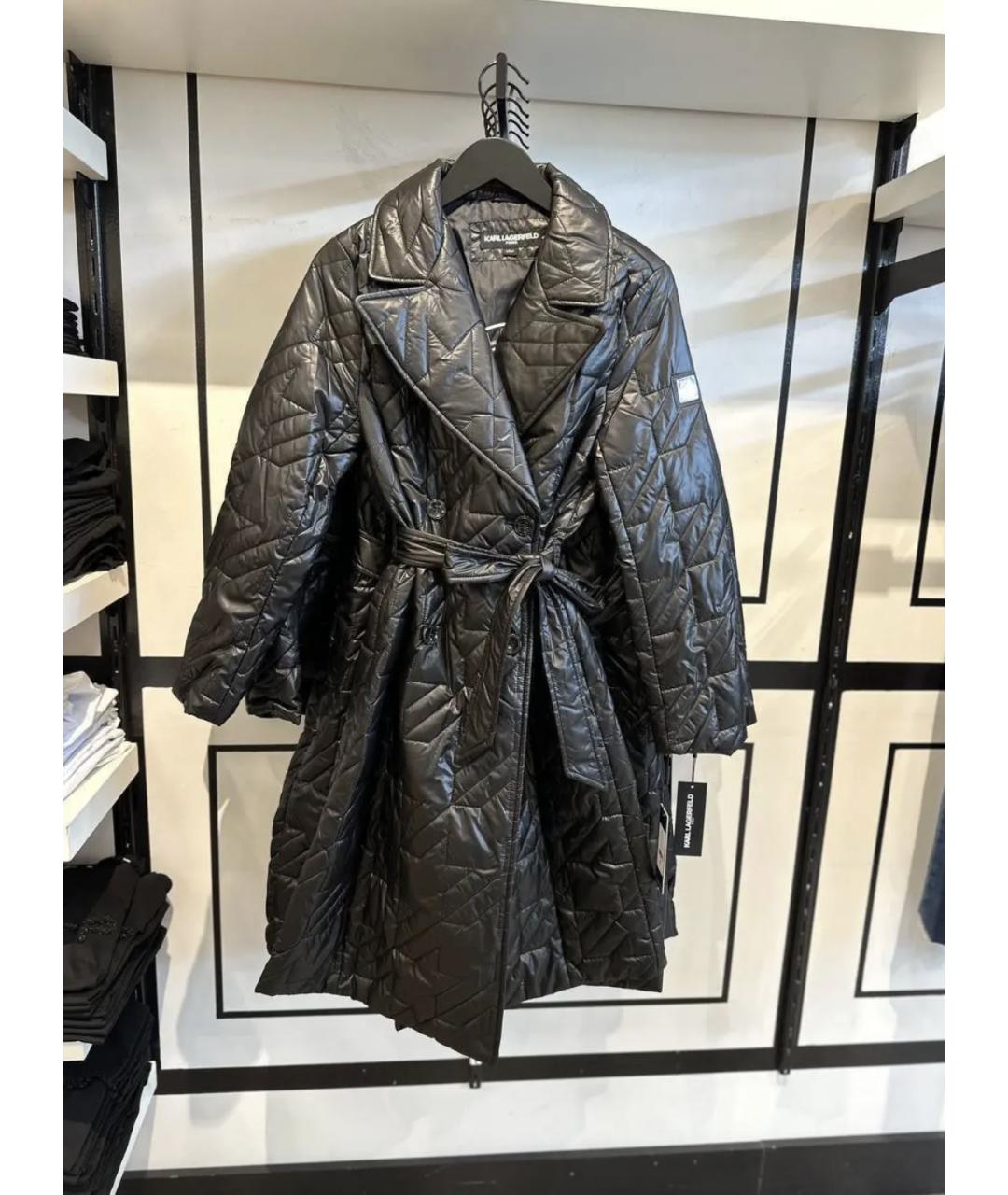 KARL LAGERFELD Черное полиэстеровое пальто, фото 4