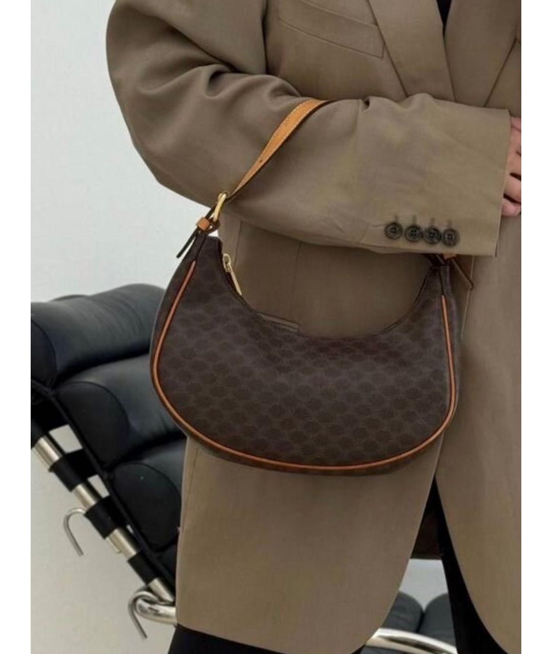 CELINE Коричневая сумка через плечо из канвы, фото 6