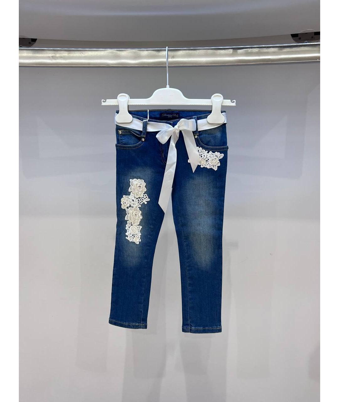 MISS BLUMARINE Голубые деним детские джинсы, фото 4