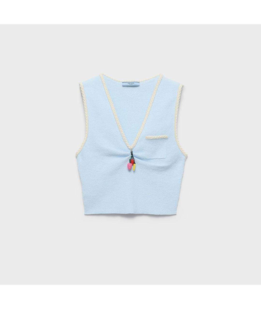 PRADA Голубая хлопковая майка, фото 4