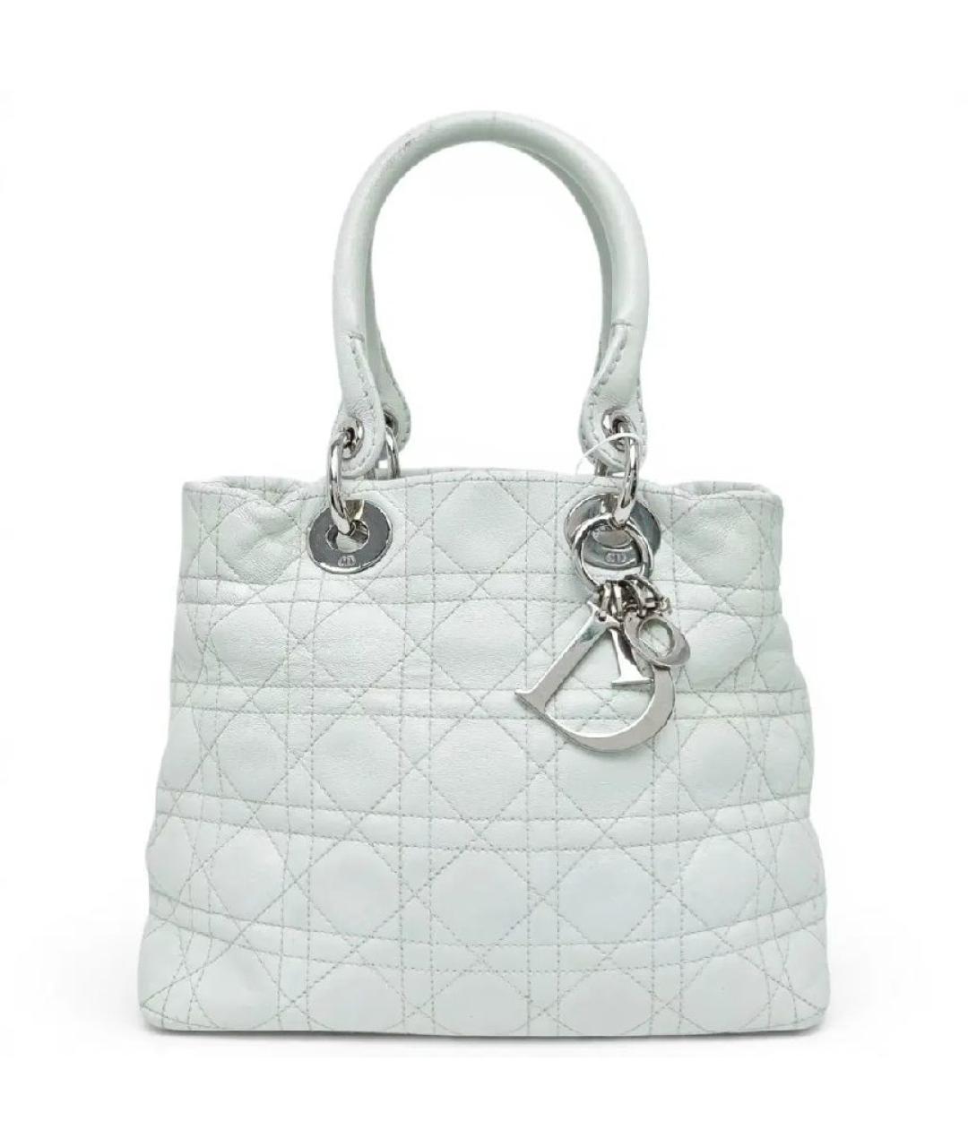 CHRISTIAN DIOR Белая кожаная сумка с короткими ручками, фото 2