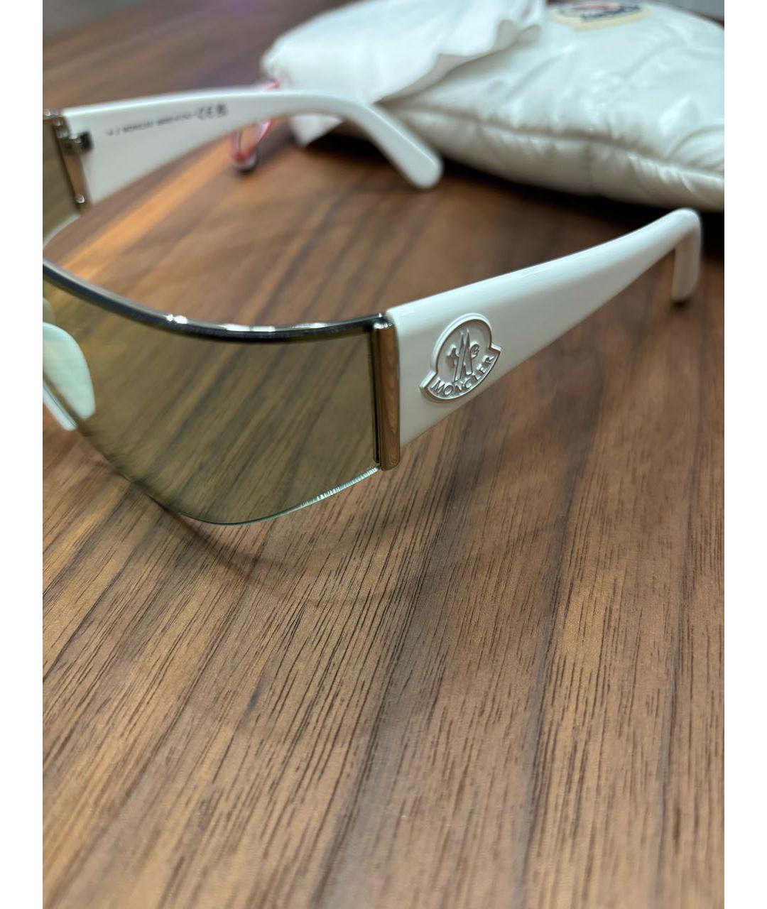 MONCLER Белые пластиковые солнцезащитные очки, фото 3