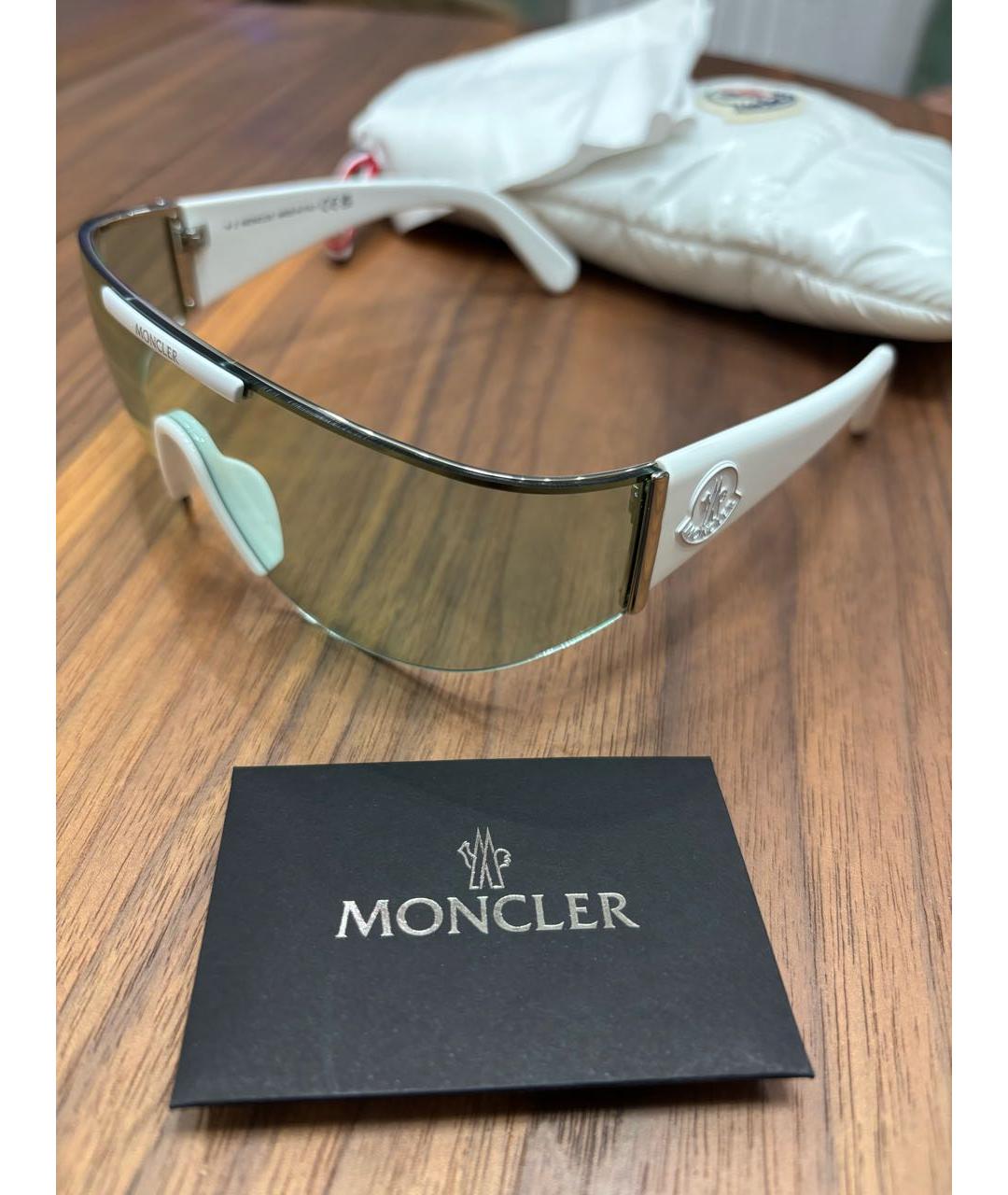 MONCLER Белые пластиковые солнцезащитные очки, фото 7