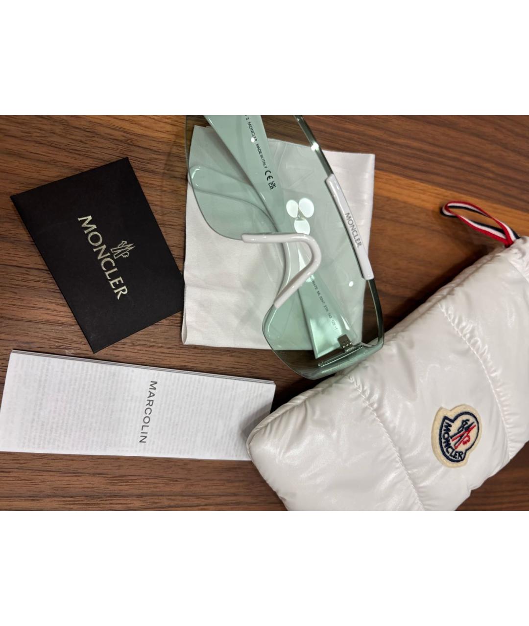 MONCLER Белые пластиковые солнцезащитные очки, фото 4